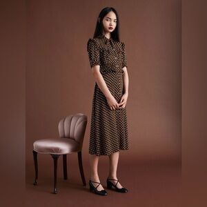 L' Orla Orla Kiely Short Sleeved Small Flowered Brown Black Dress US 4